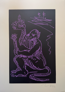 Jörg Immendorf, "Maleraffe“ (mit „Hamburger Michel“ und Hafen), 1992